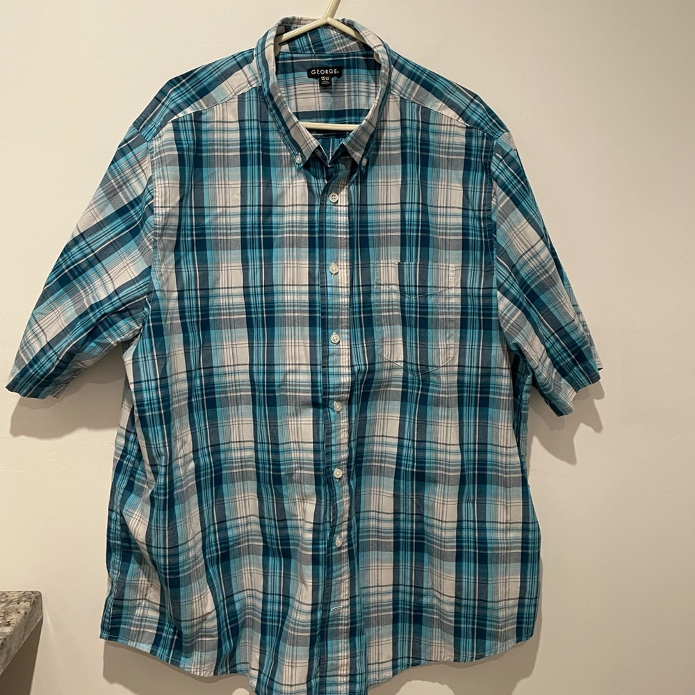 George plaid button down shirt size 2XL